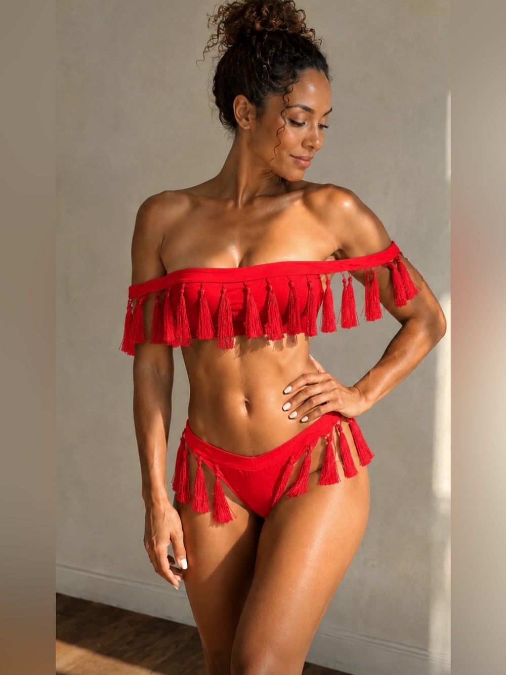 Red Tassel Bikini Set